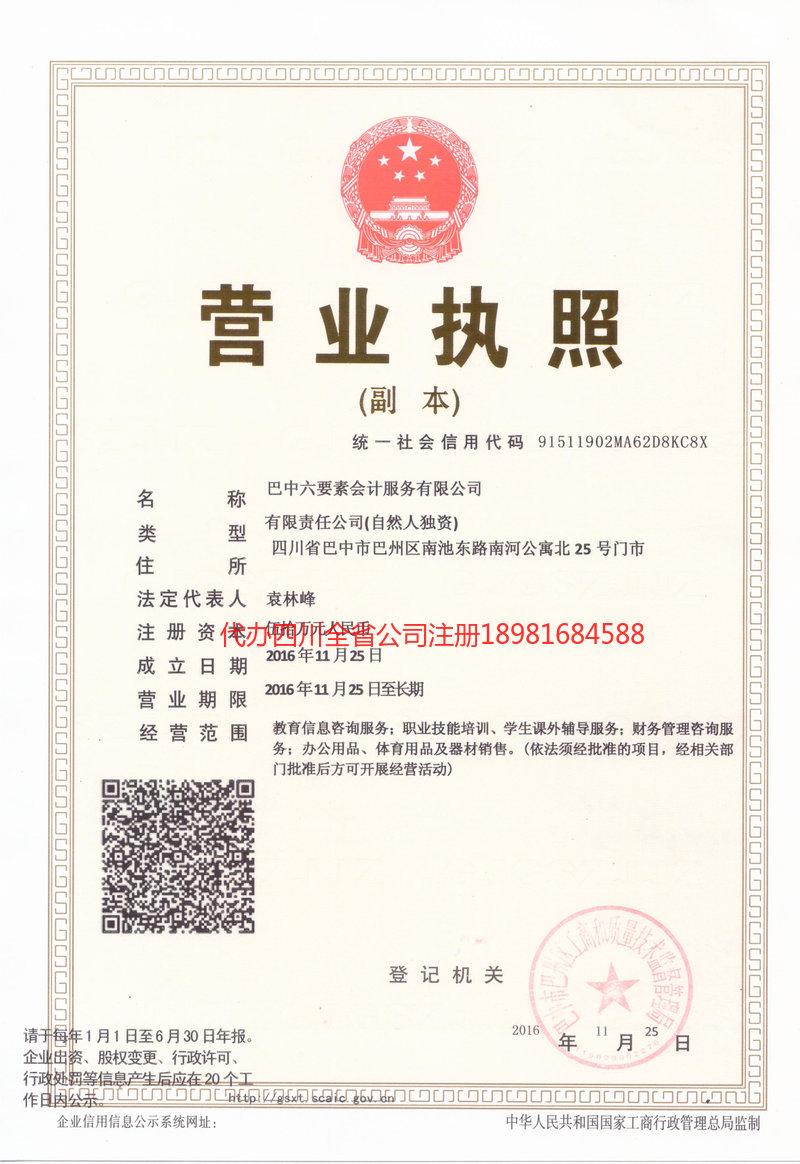 乐至乐至六要素会计服务有限公司